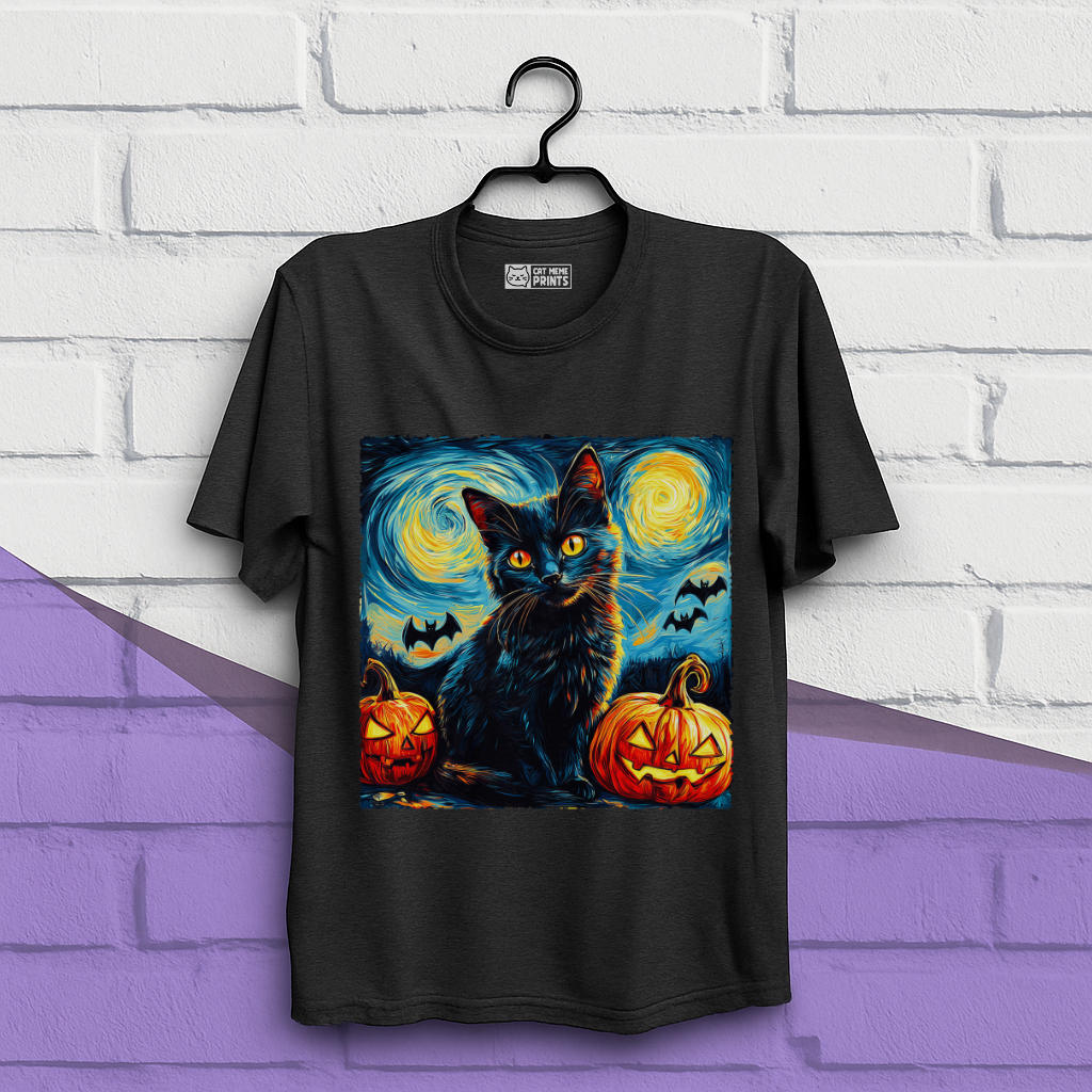 Black Cat Pumpkins Halloween T-Shirt