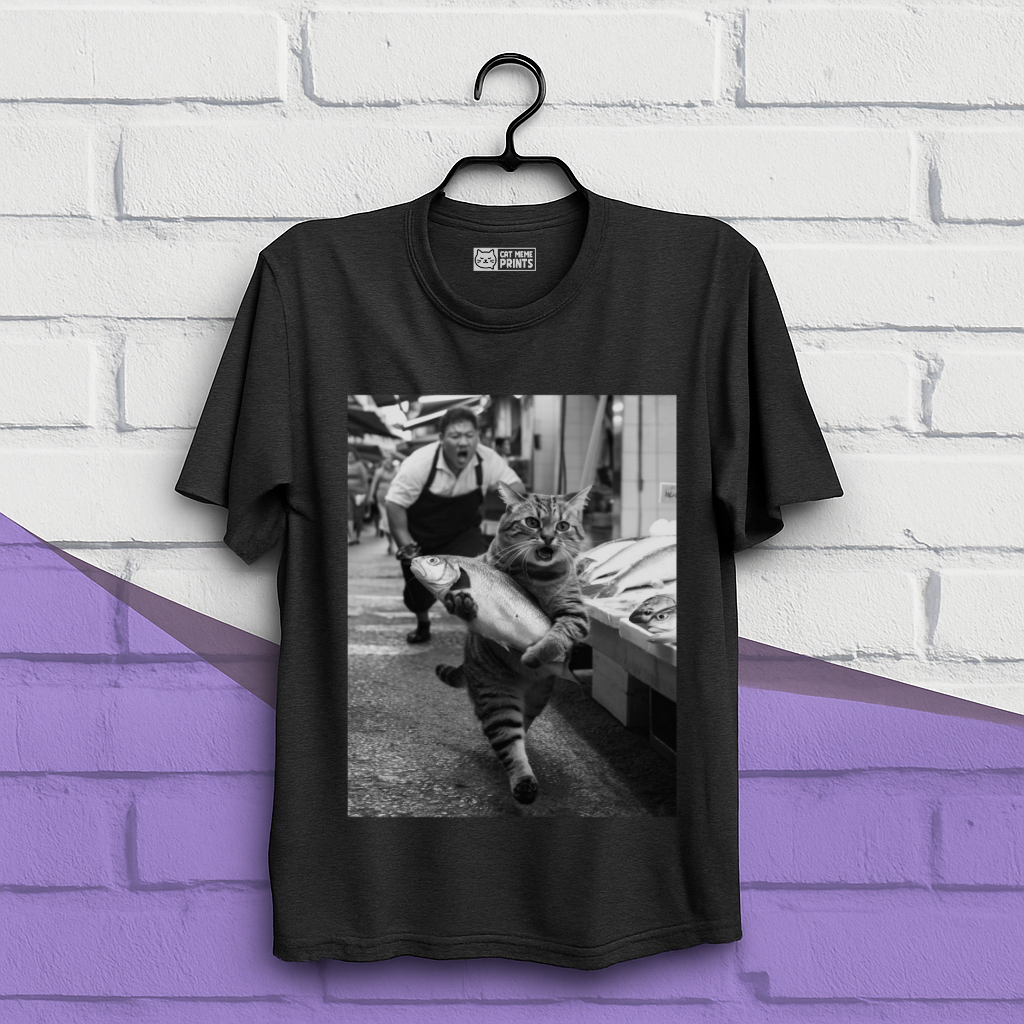 Cat Steals Fish Market T-Shirt
