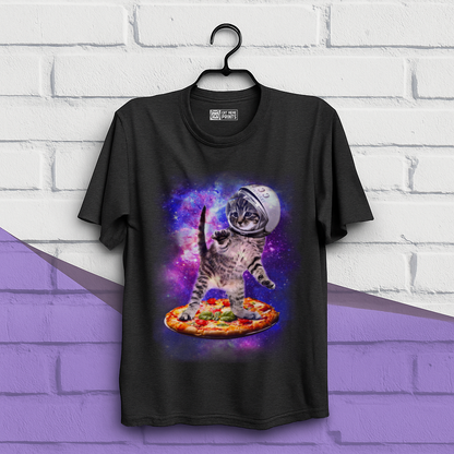 Cat Flying A Pizza Astronaut T-Shirt