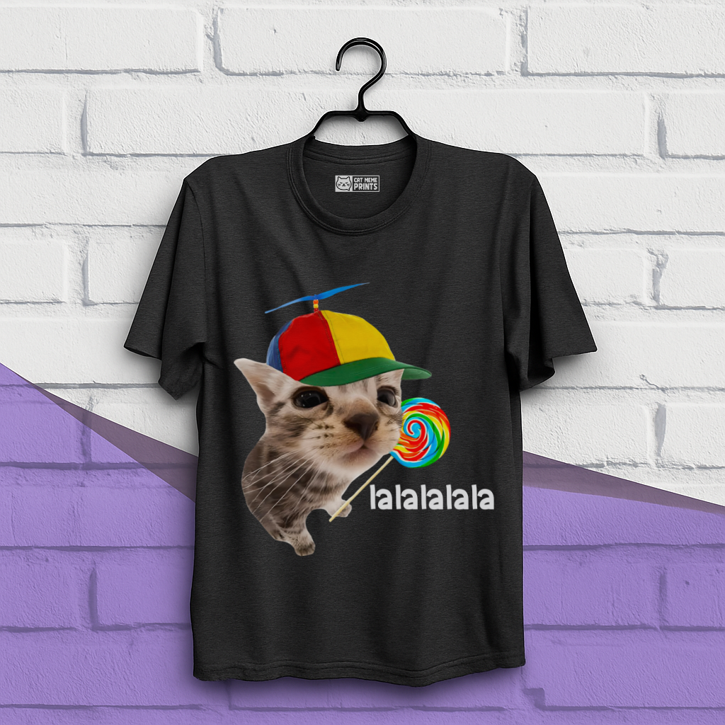 Cat With Lollipop lalala Cat Meme T-Shirt