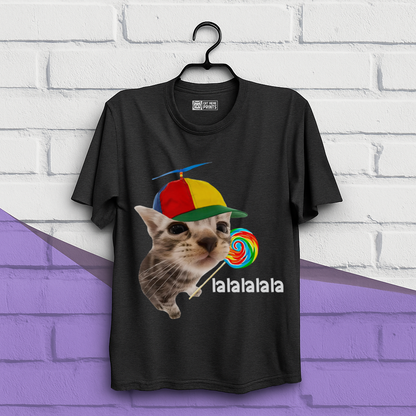 Cat With Lollipop lalala Cat Meme T-Shirt