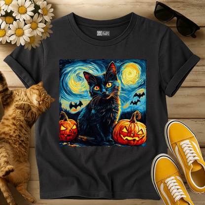 Black Cat Pumpkins Halloween T-Shirt