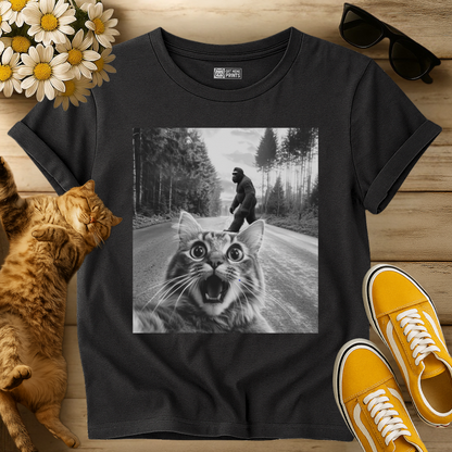 Cat Selfie With Bigfoot T-Shirt