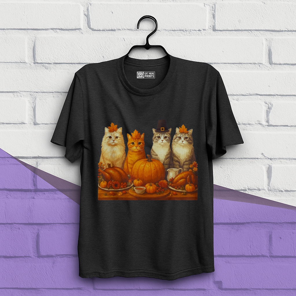 Cats Dinner Feast Fall Thanksgiving T-Shirt