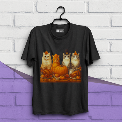 Cats Dinner Feast Fall Thanksgiving T-Shirt