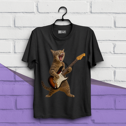 Cat Playing Guitar Rock and Roll T-Shirt