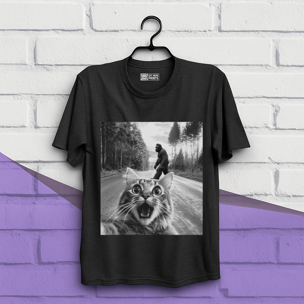Cat Selfie With Bigfoot T-Shirt