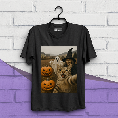 Cat Selfie with Witch & Ghost T-Shirt