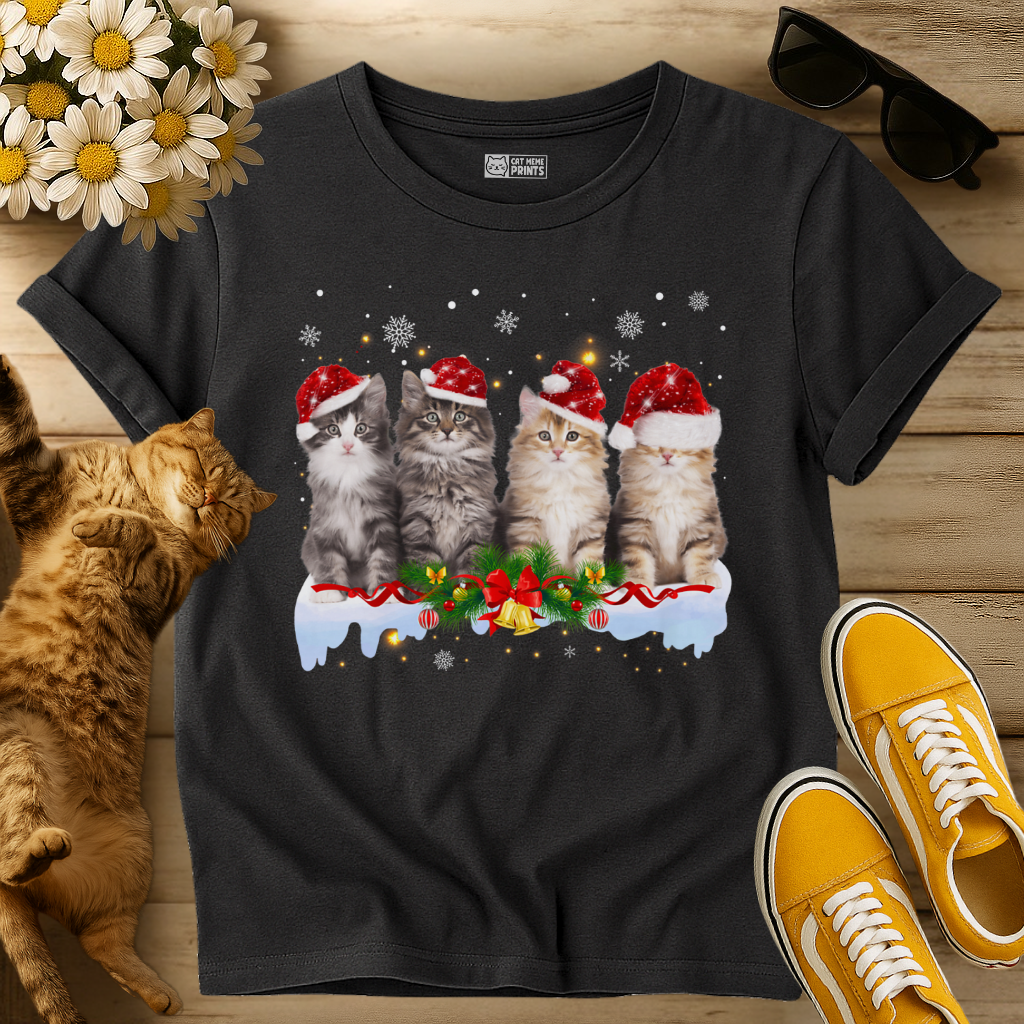 Cat Christmas Light Santa T-Shirt