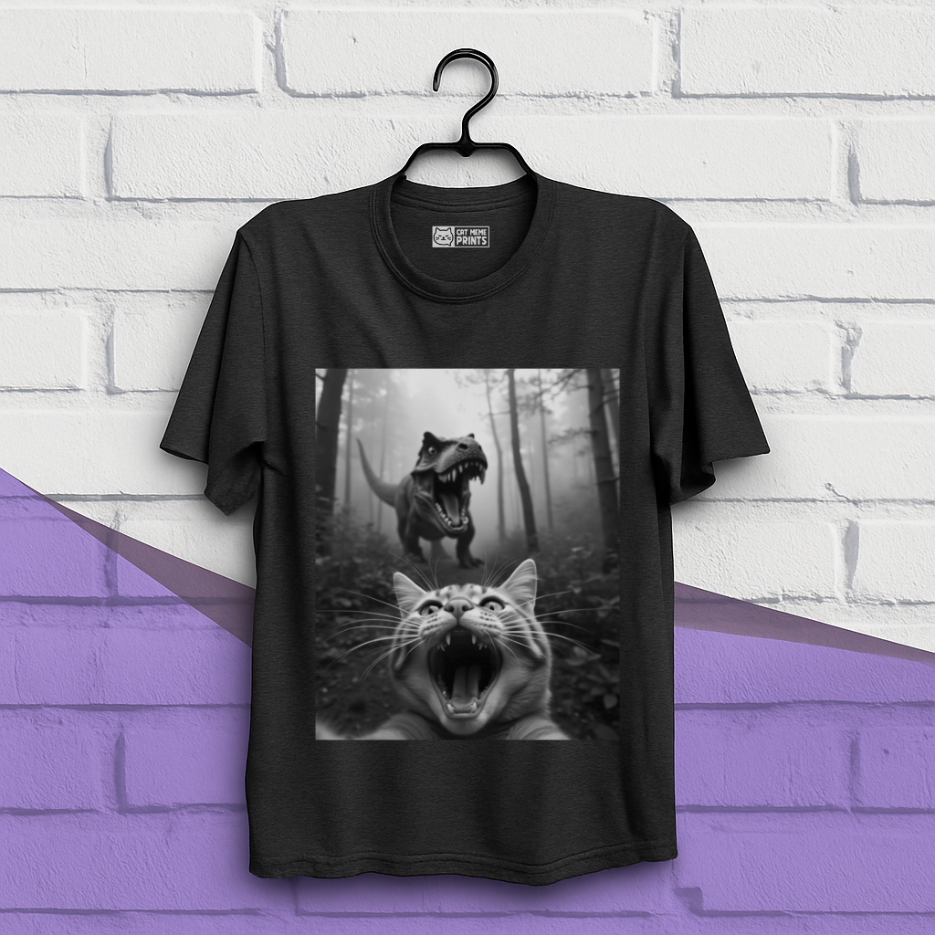 Cat Selfie With T-rex T-Shirt