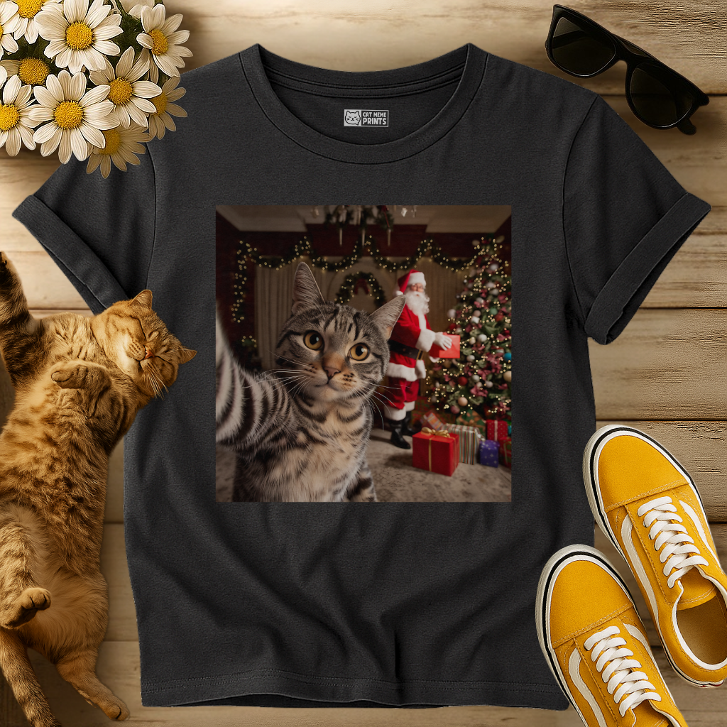 Cat Selfie with Santa Claus T-Shirt