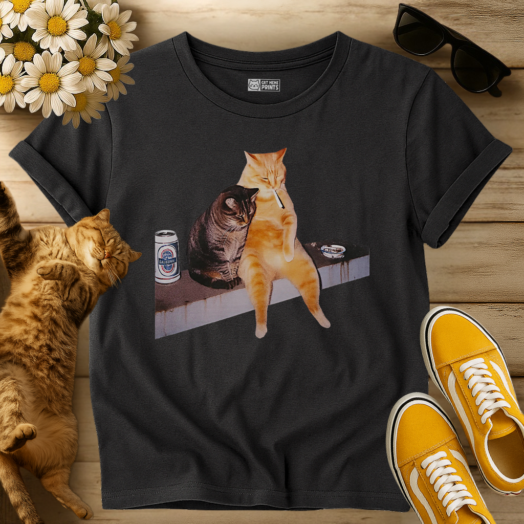 2 Cat Drinking Selfie T-Shirt