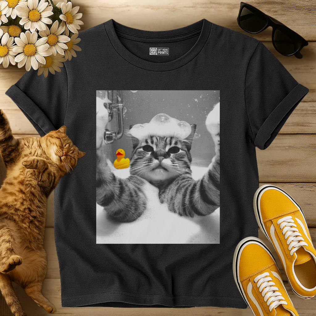 Cat Selfie in Bathtub T-Shirt