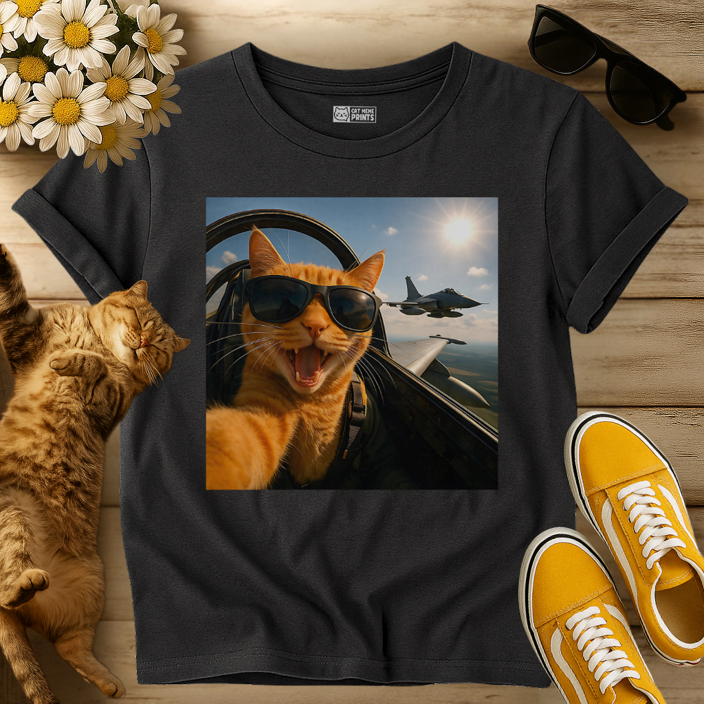 Cat Selfie Jet Airplane T-Shirt