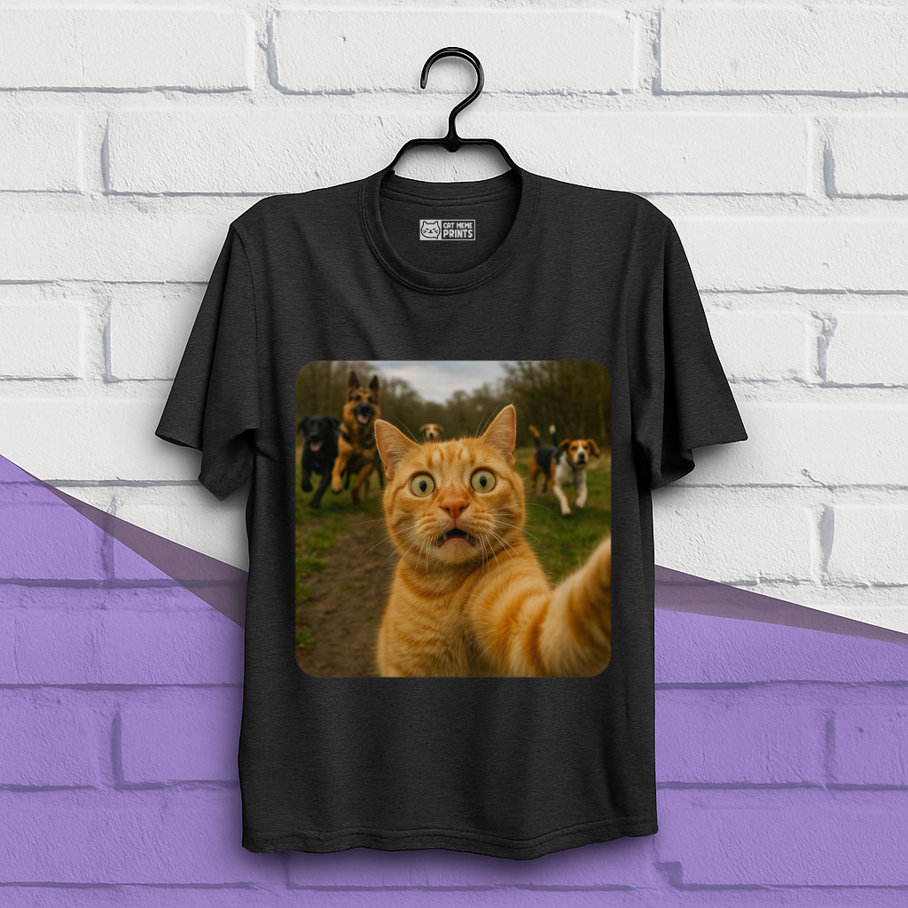 Cat Selfie With Dogs Cat Meme T-Shirt