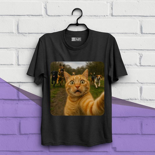 Cat Selfie With Dogs Cat Meme T-Shirt