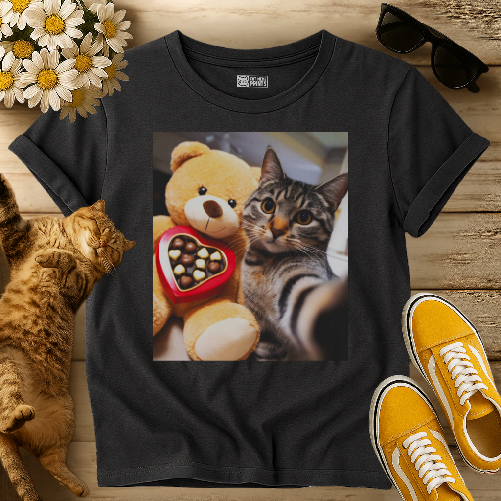 Cat Selfie with Teddy Bear T-Shirt