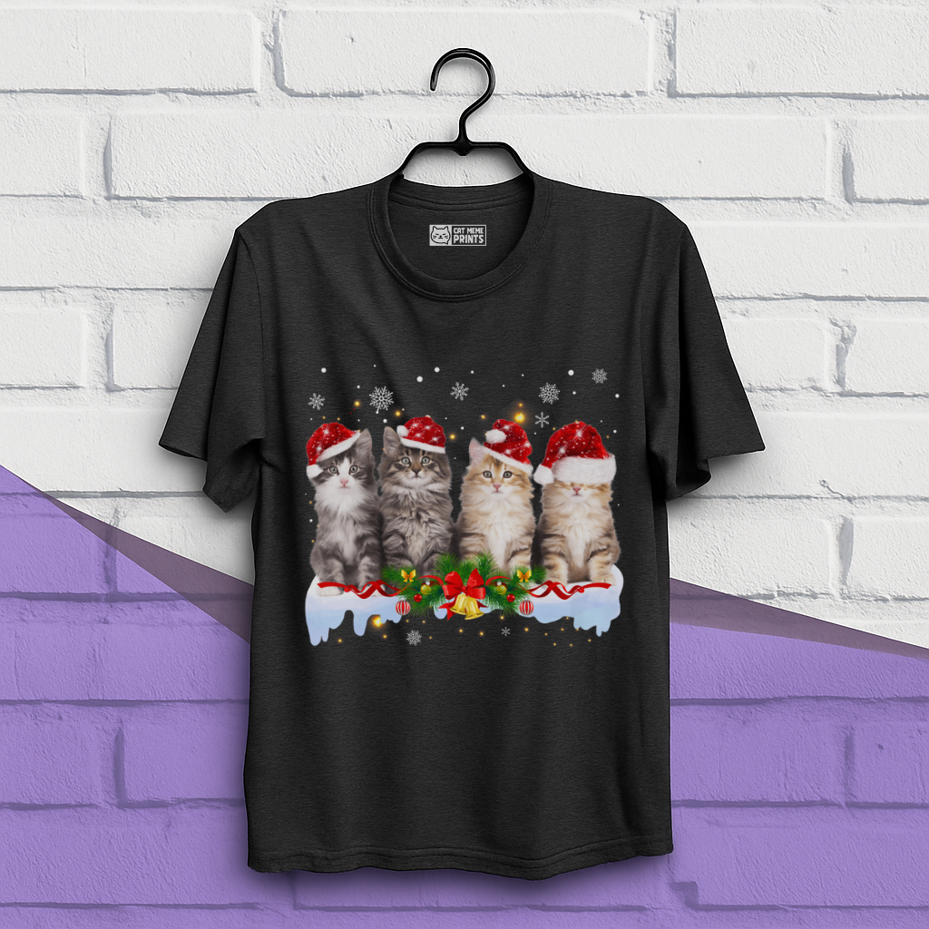 Cat Christmas Light Santa T-Shirt