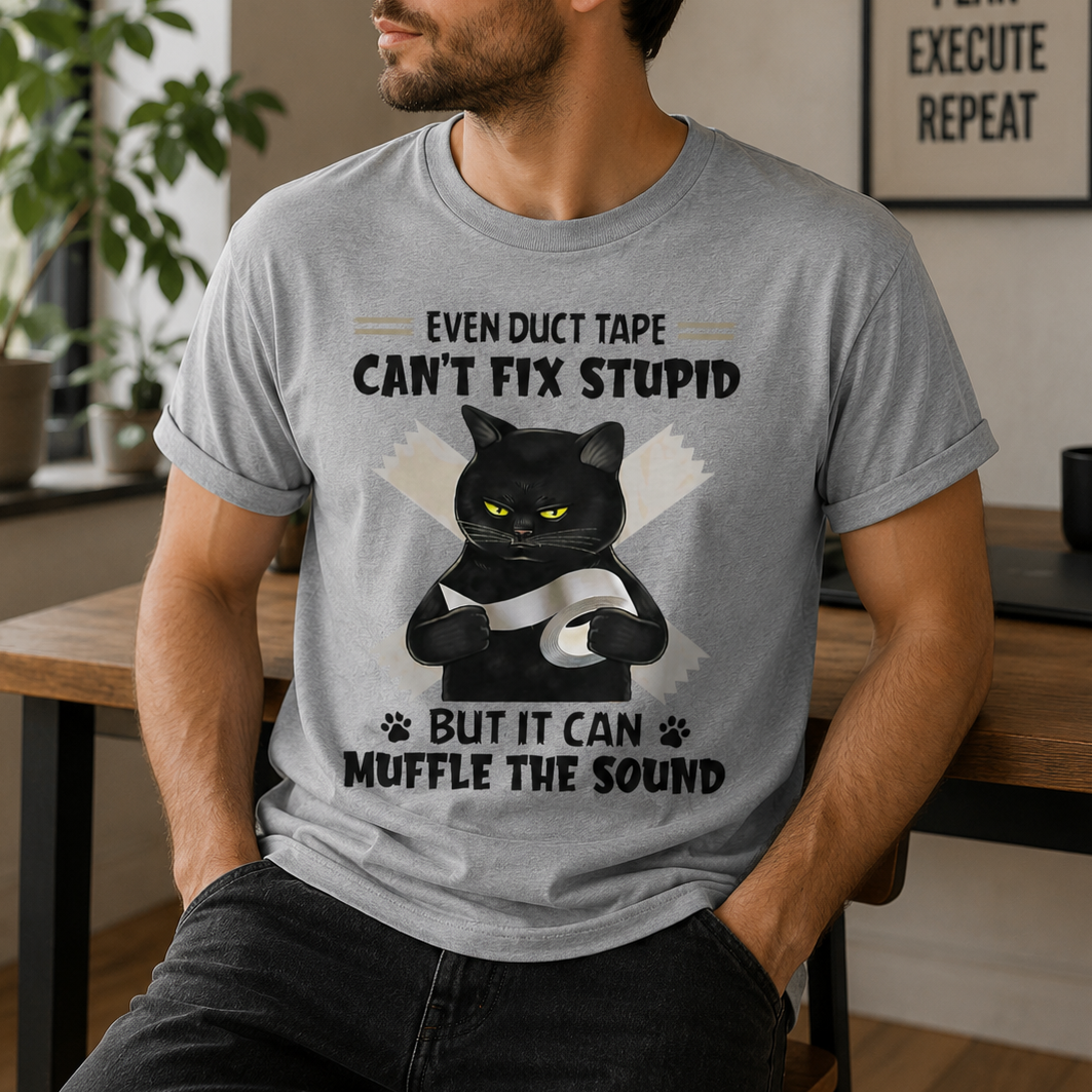 Even Duct Tape Can't Fix Stupid Cat T-Shirt