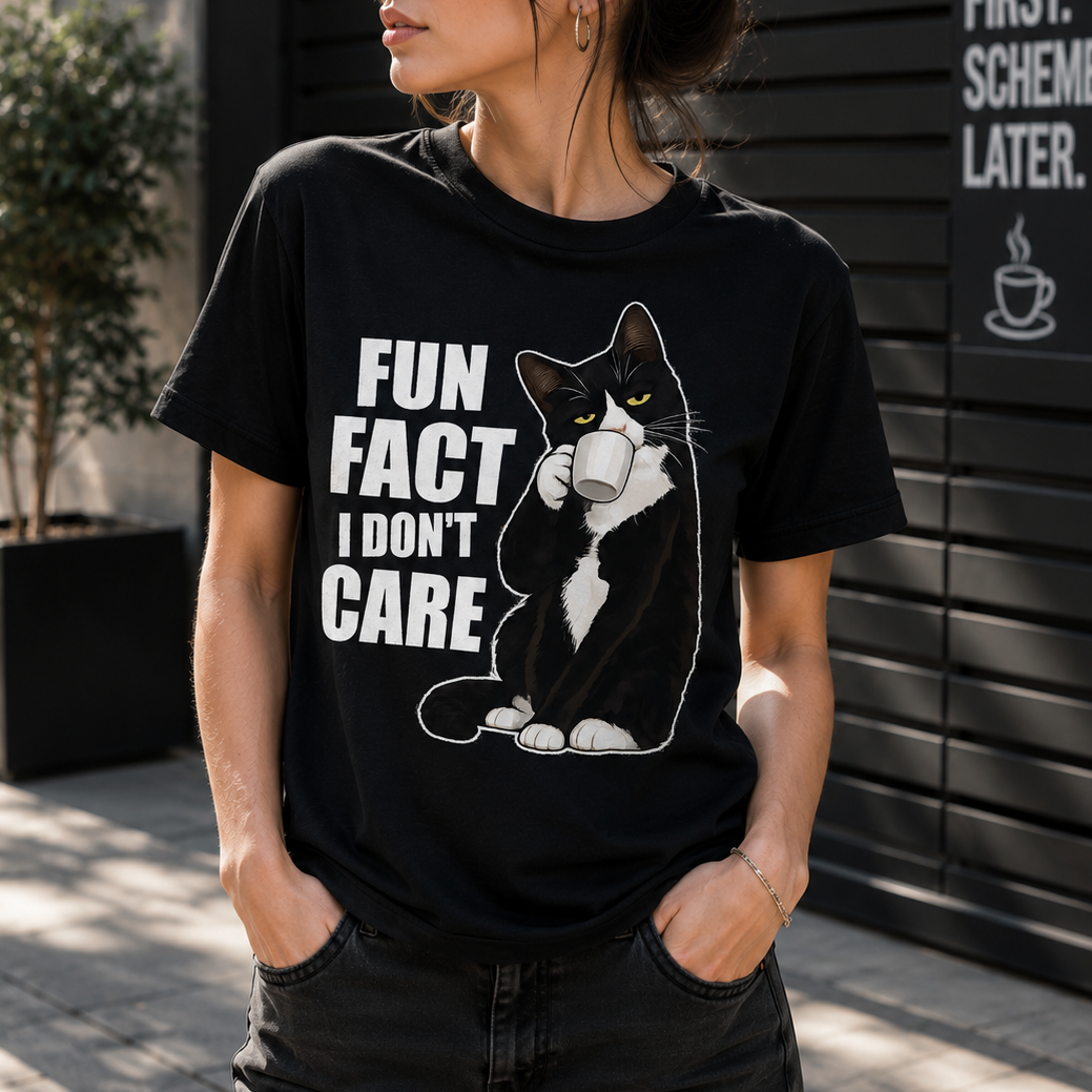 Fun Fact I Don't Care Cat T-Shirt