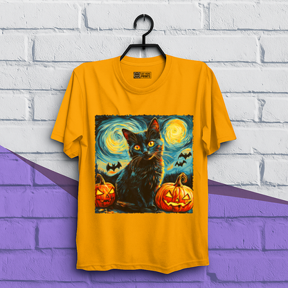 Black Cat Pumpkins Halloween T-Shirt