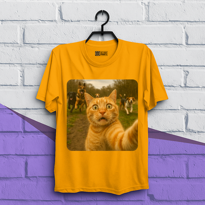 Cat Selfie With Dogs Cat Meme T-Shirt