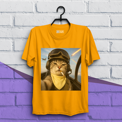Pilot Cat Selfie Meme T-Shirt