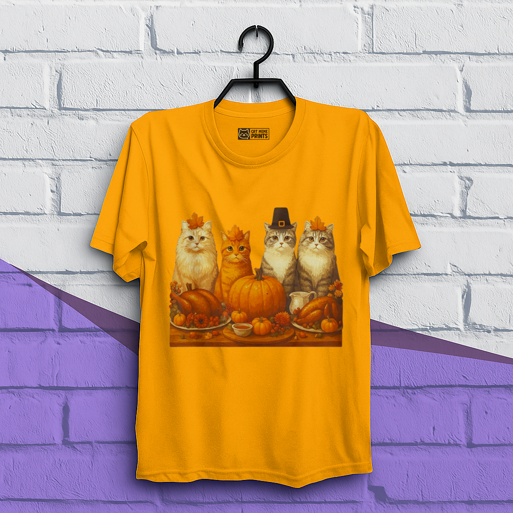 Cats Dinner Feast Fall Thanksgiving T-Shirt