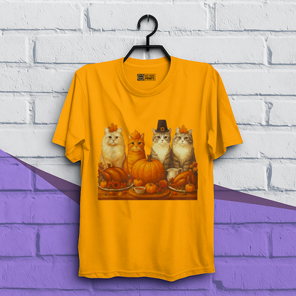 Cats Dinner Feast Fall Thanksgiving T-Shirt