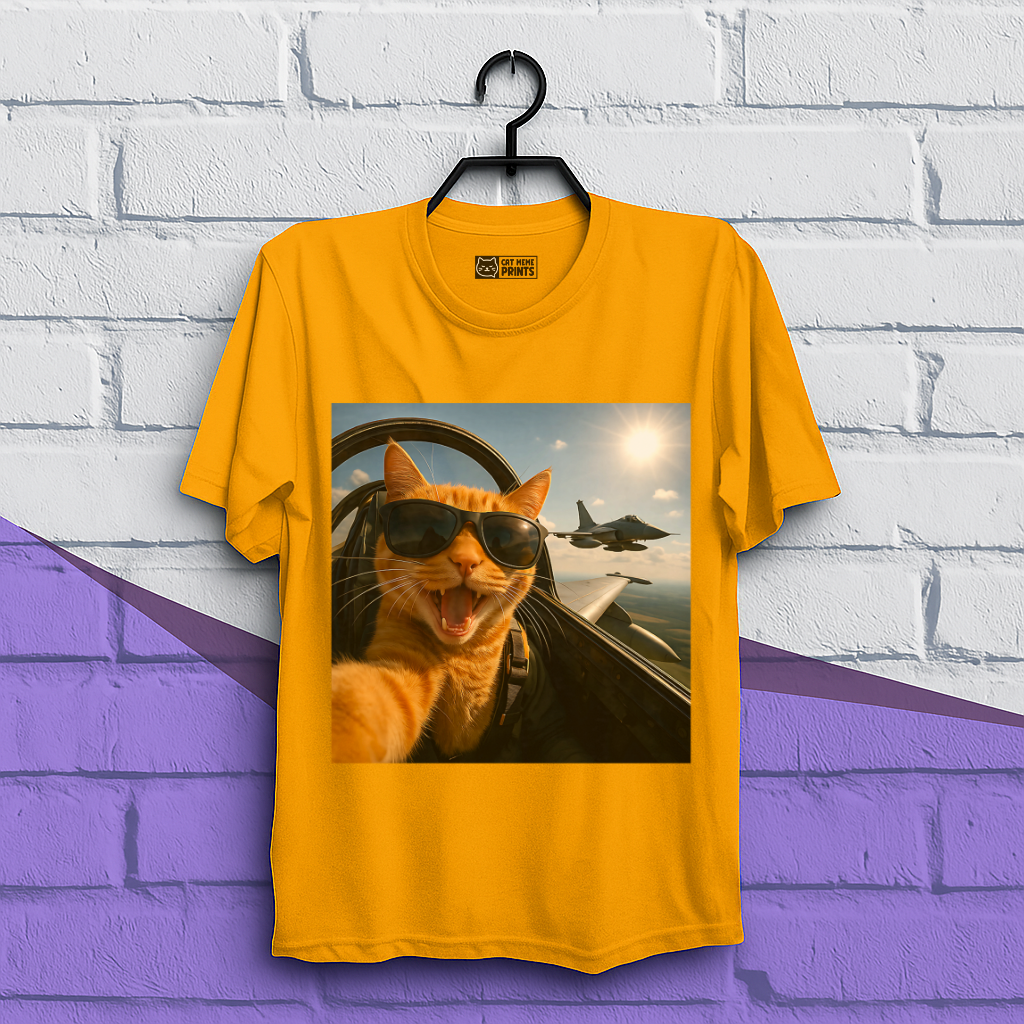 Cat Selfie Jet Airplane T-Shirt