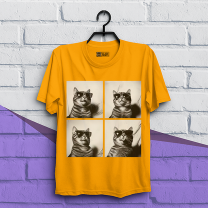 Cat Wearing Sunglasses Selfie Photobooth T-Shirt