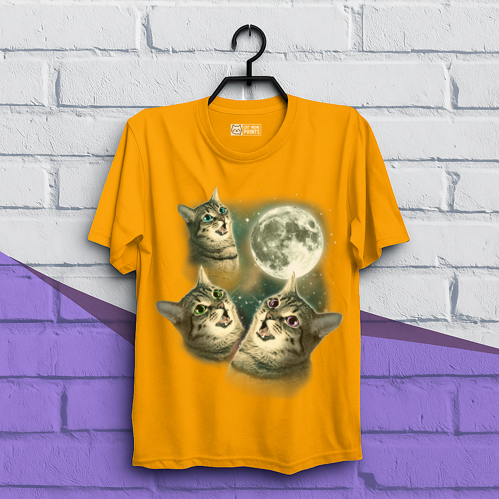 Three Cat Moon 3 Wolfs Cat T-Shirt