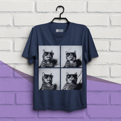 Cat Wearing Sunglasses Selfie Photobooth T-Shirt