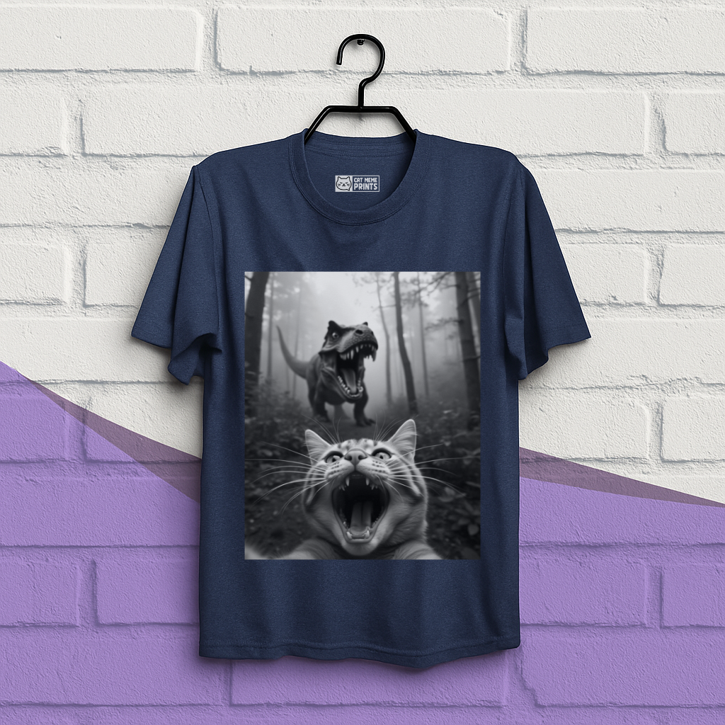 Cat Selfie With T-rex T-Shirt