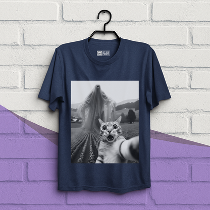 Cat Selfie with Spooky Ghost T-Shirt