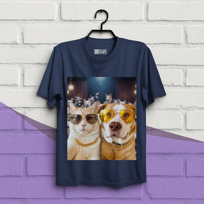 Cat & Dog Selfie in Dogs Party T-Shirt