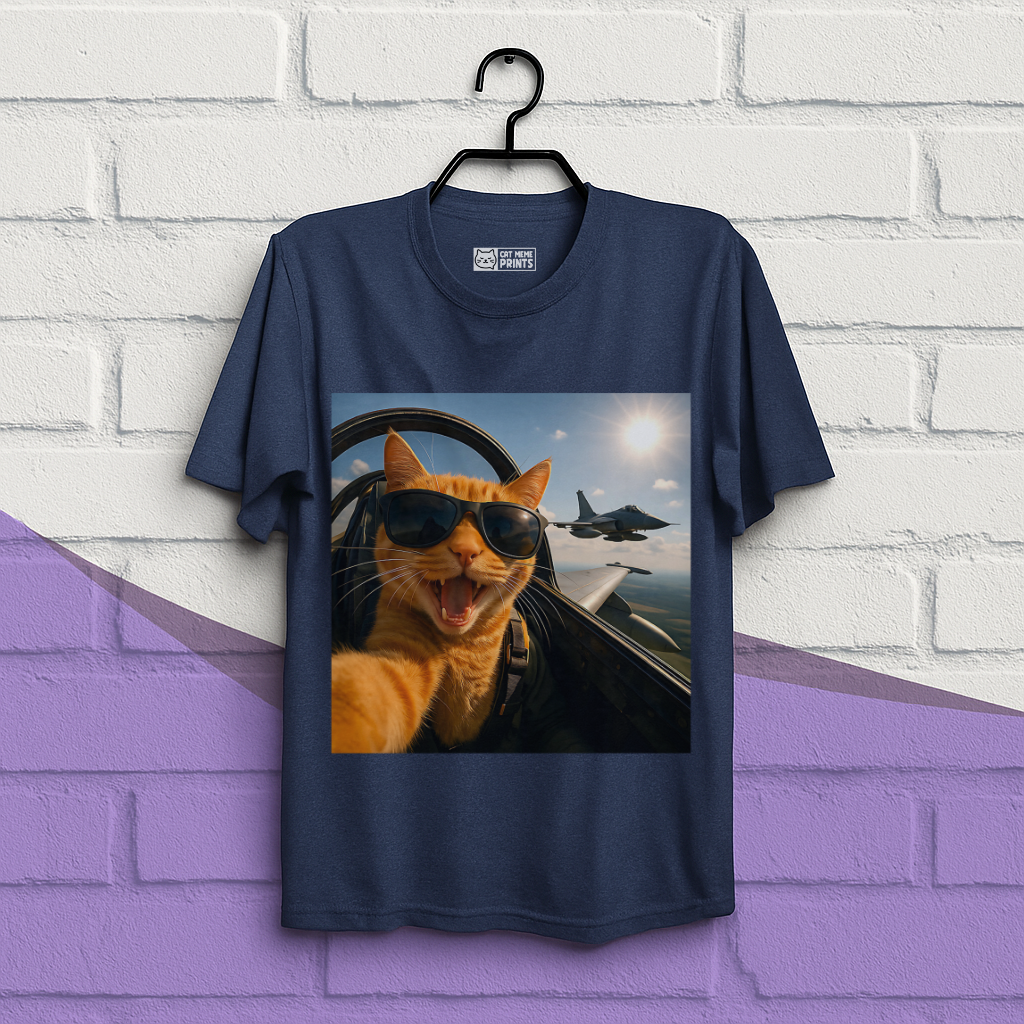 Cat Selfie Jet Airplane T-Shirt