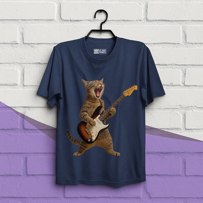 Cat Playing Guitar Rock and Roll T-Shirt