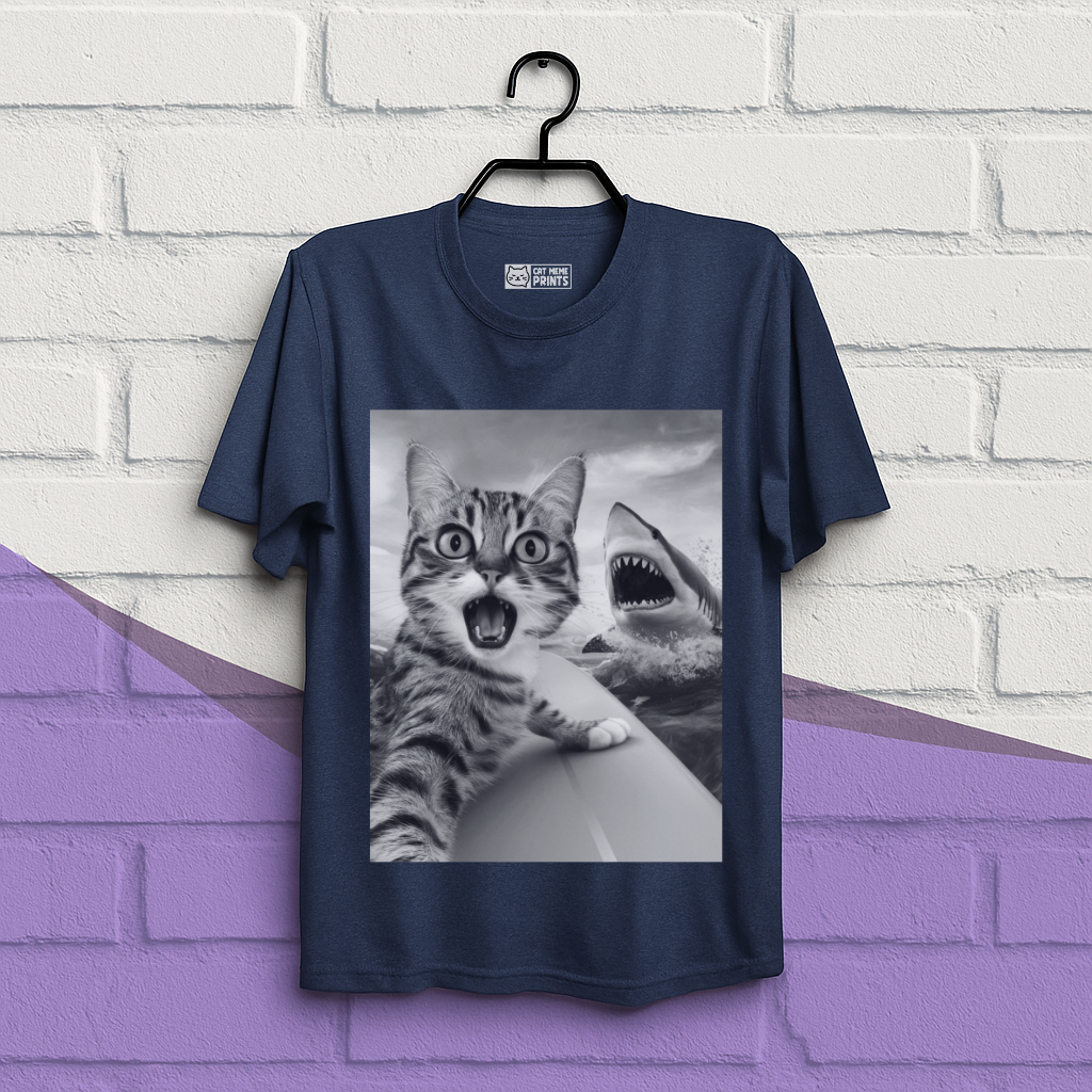 Cat Selfie With Shark T-Shirt