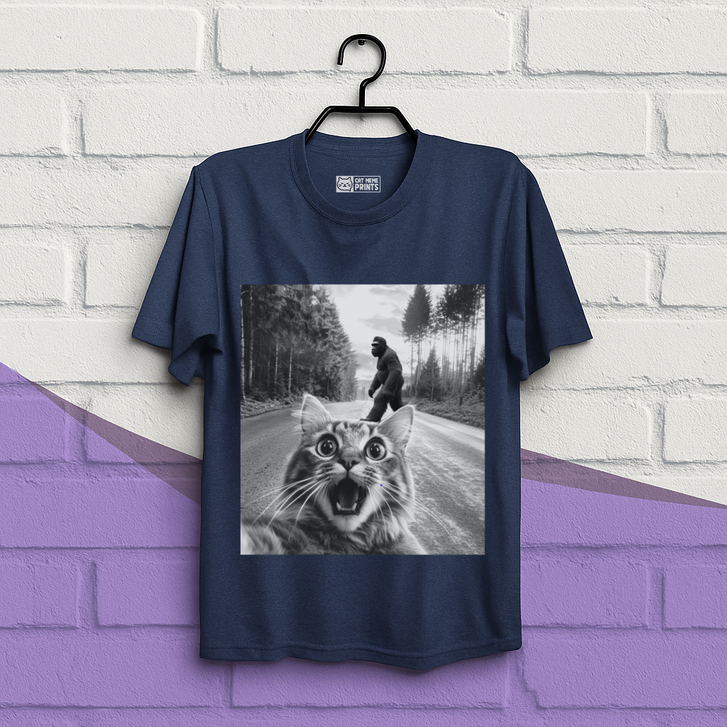 Cat Selfie With Bigfoot T-Shirt