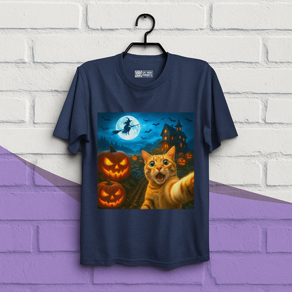 Cat Selfie with Spooky Pumpkins T-Shirt