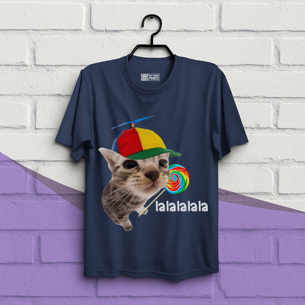 Cat With Lollipop lalala Cat Meme T-Shirt
