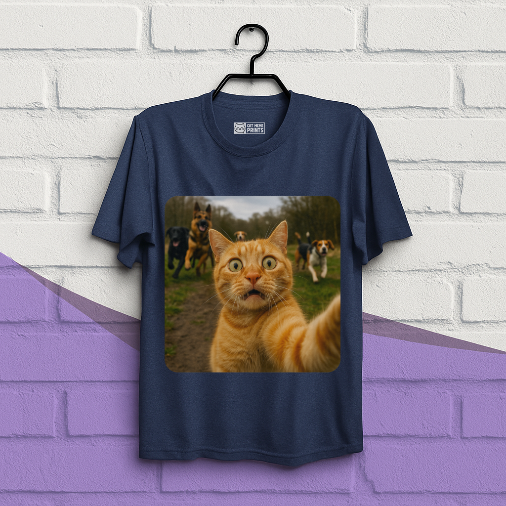 Cat Selfie With Dogs Cat Meme T-Shirt