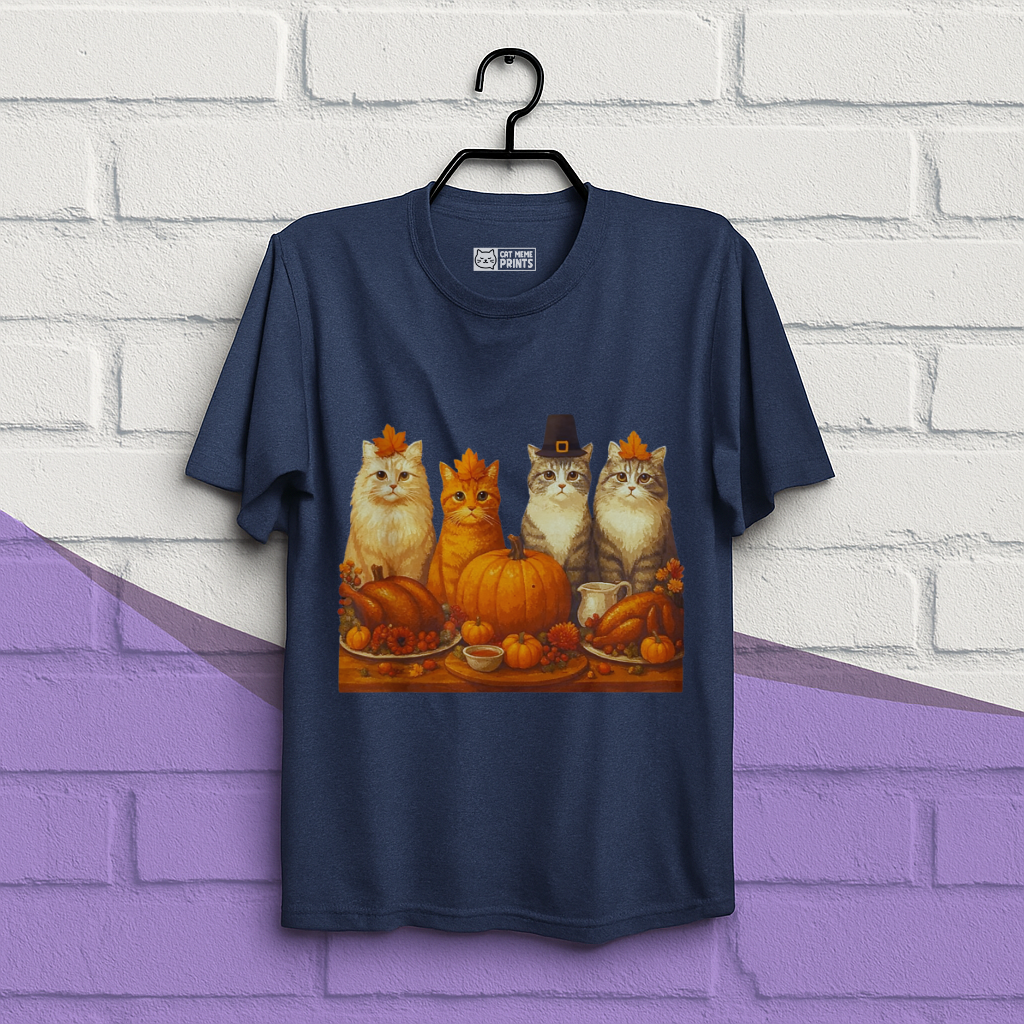 Cats Dinner Feast Fall Thanksgiving T-Shirt