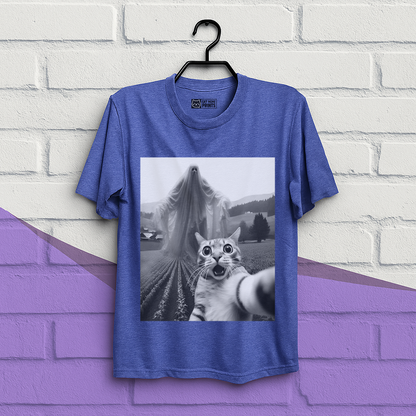 Cat Selfie with Spooky Ghost T-Shirt