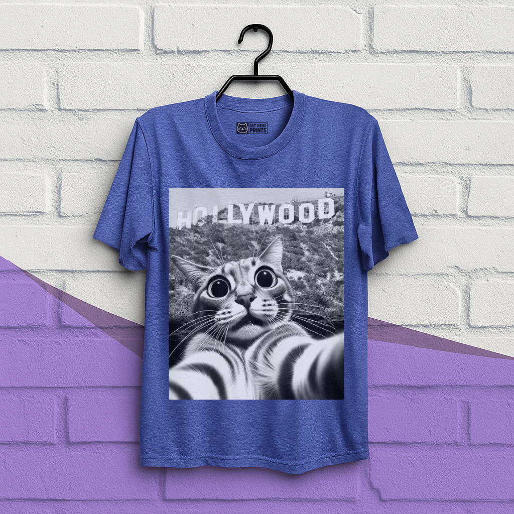 Cat taking Selfie With Hollywood Sign T-Shirt