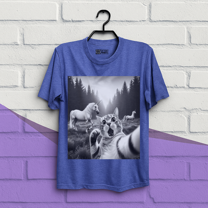 Surprised Cat Selfie With Unicorns T-Shirt