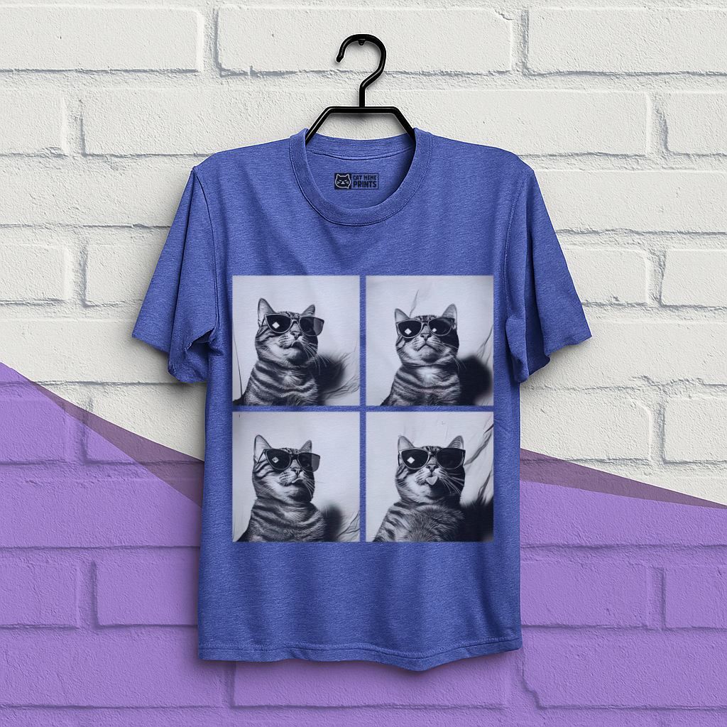 Cat Wearing Sunglasses Selfie Photobooth T-Shirt