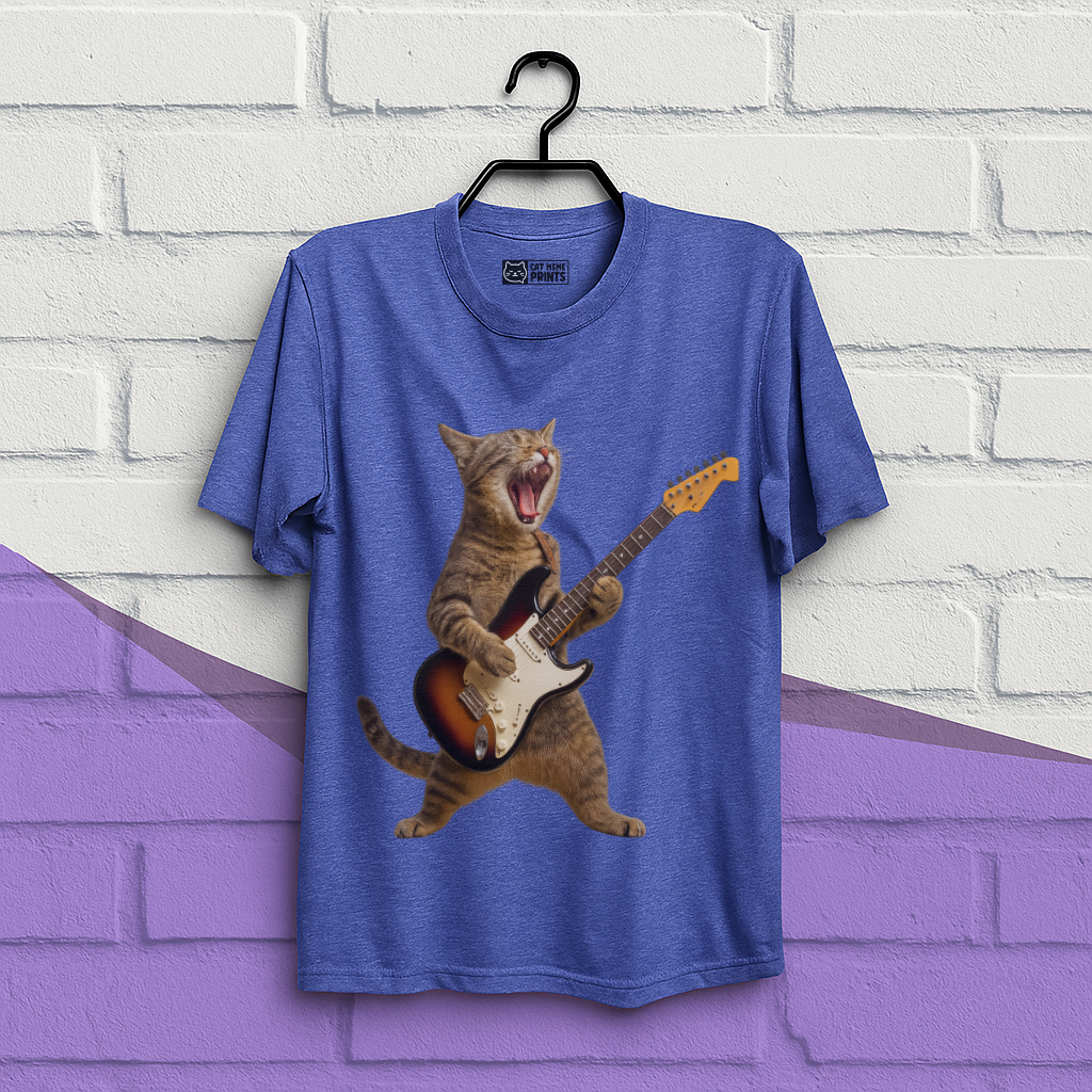 Cat Playing Guitar Rock and Roll T-Shirt
