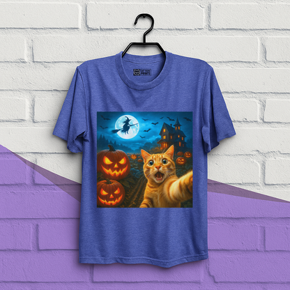 Cat Selfie with Spooky Pumpkins T-Shirt